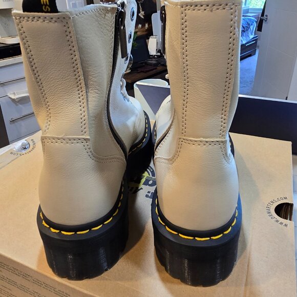 Dr Martens Jadon III Parchment Beige Pisa Leather Platform Combat Boots Size 10 - Picture 5 of 8